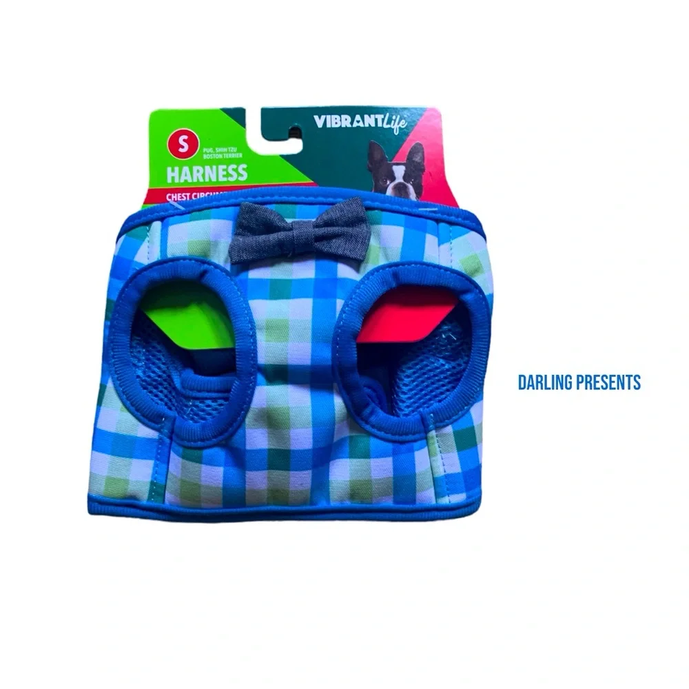 Vibrant Life Checkered Bowtie Dog Harness Color Multi Size S